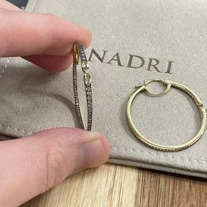 Nadri Gold Plated Sterling Villa Medium Hoops with White Topaz